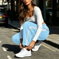thumbnail image 4 of Women's Lace Trim High Waisted Wide Leg Sweatpants Drawstring Lounge Pants with Pockets Comfy Casual Trousers for Daily Wear, 4 of 10