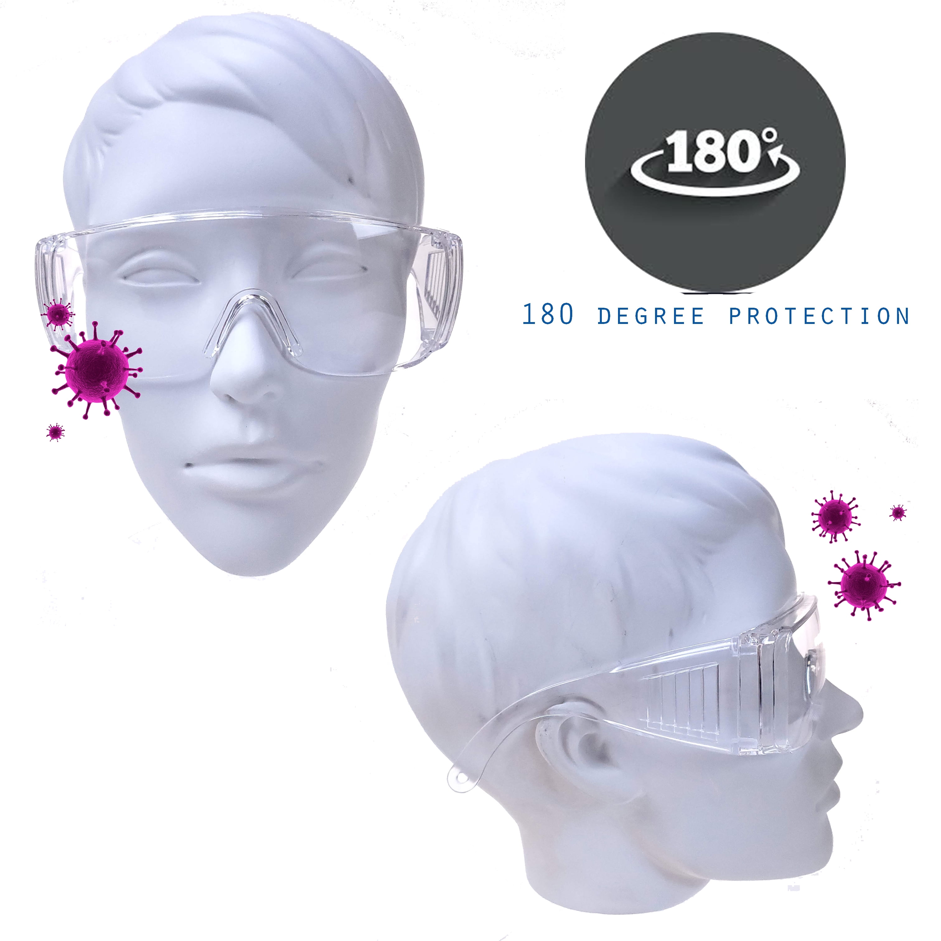 5 Safety Glasses Goggles Protective Eye Protection Chemistry Laboratory Cover Over Splash Resistant Include 1 Lens Cleaning Spray Bottle Ship from Dallas, TX
