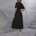 thumbnail image 6 of ZZwxWA Maxi Dress for Women Wrap V Neck Short Sleeve Empire Pleated Waist Summer Casual Elegant Long Dresses with Pockets, 6 of 7