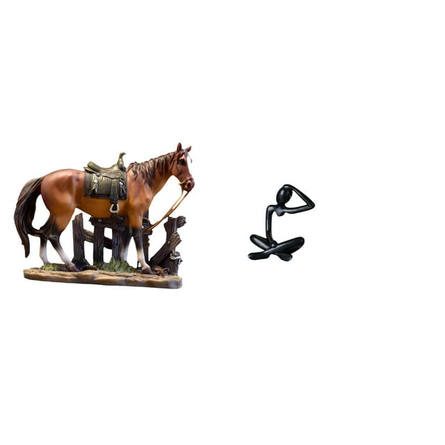 Figura de caballo,Figura coleccionable de caballo en miniatura,Adorno de caballo de resina,estatua de animal,decoración para el hogar,Figura de escritorio,Escultura abstracta de pensador para