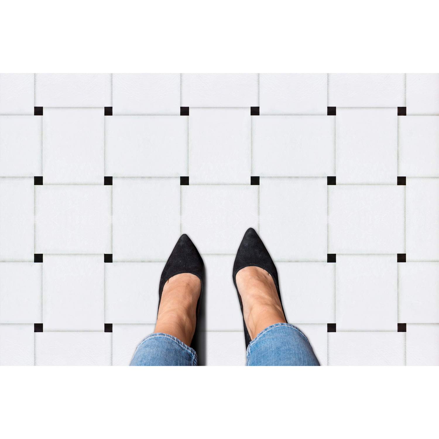 Homestock Vintage Vogue Self Adhesive 12-Inch Vinyl Floor Tiles, 20 Tiles - 12" X 12", Woven Marble Pattern - Peel & Stick, Diy Flooring For Kitchen, Dining Room, Woven Marble Style