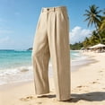 thumbnail image 6 of Guluxicc Men's Cotton Dress Pants with Pockets Button Front Loose Long Straight Leg Trousers for Summer Golf Wear Business Casual Outfits, 6 of 6