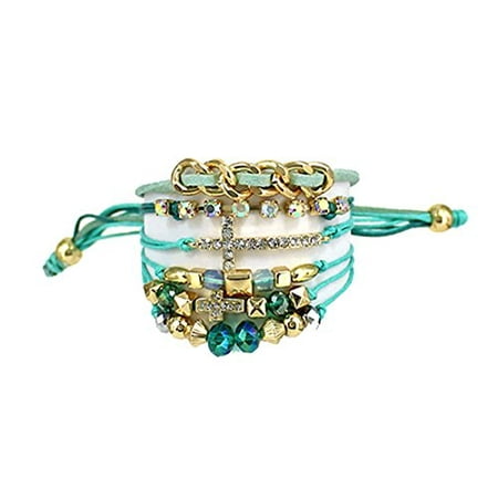 The Quiet Witness Leather Strand Cross Wrap Bracelet Leather Strand Cross Wrap Bracelet Beads Chain Crystals
