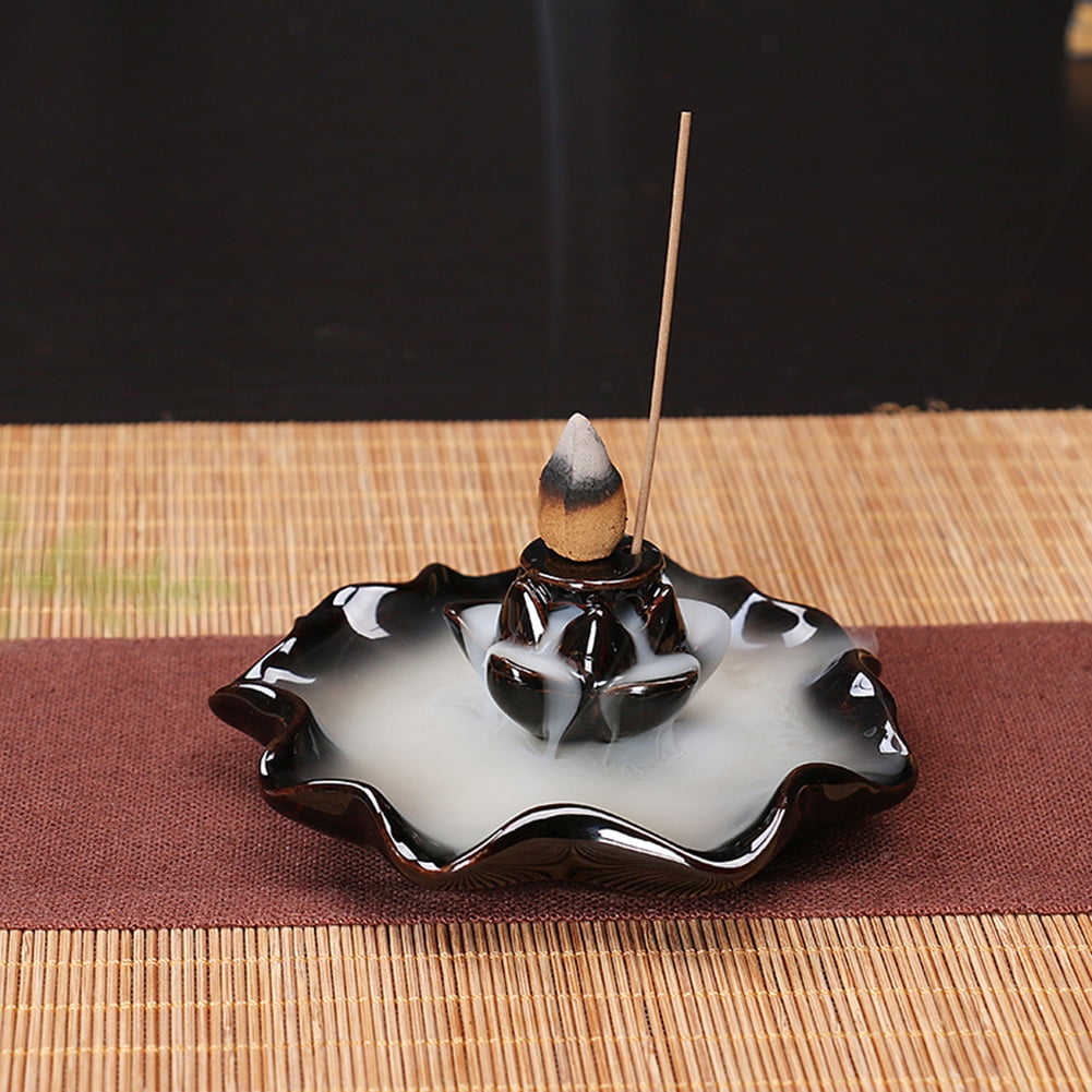 Yesbay Censer Ceramic Waterfall Backflow Incense Burners Holder Censer Diffuser Home Decor