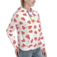 thumbnail image 6 of Lsque Hand Drawn Strawberry Pattern Casual Women's Hoodie,Hooded Sweatshirt with Kangaroo Pocket,Pullover Hoodie with Eye-catching Drawstrings-X-Large, 6 of 7