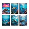 thumbnail image 2 of Underwater tropical sea turtle, underwater marine life painting, seabed scenery poster print for living room home decor art, 2 of 10