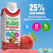 Orgain Organic Kids Nutritional Dairy Protein Shakes, Strawberry, 8.25 Fl Oz, Pack of 12