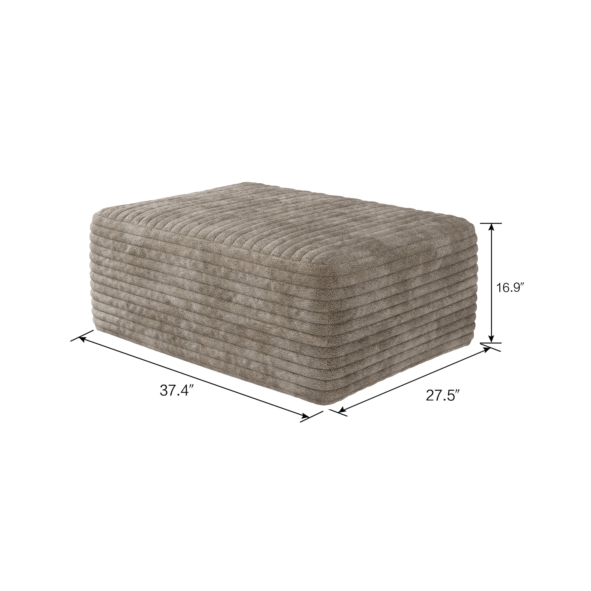 MAYEERTY 66.9" Sofa Ottoman Camel Plush Corduroy Fabric No Assembly Required