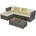 thumbnail image 2 of Heynemo Outdoor Patio Furniture 5 Pcs All-Weather Wicker Rattan Sectional Sofa Conversation Set with Ottoman, Cream-White, 2 of 11