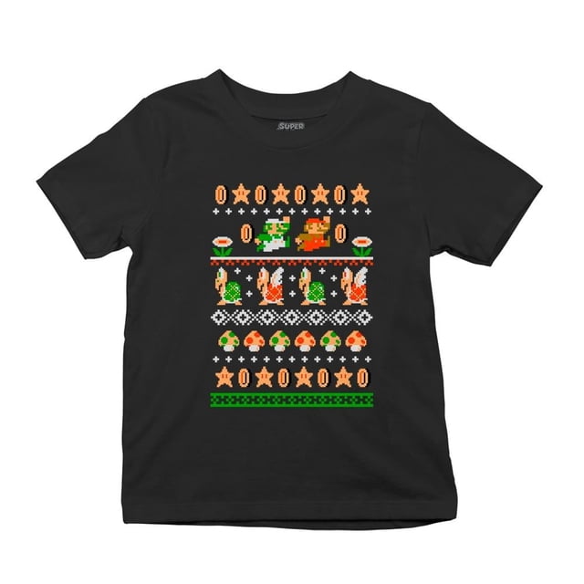 Playera Nintendo Fan Army Talla 4 Manga corta con estampado Coins Super Mario Negra