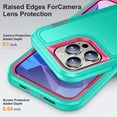 thumbnail image 5 of Stand Case for iPhone 16e with Metal Kickstand Hard PC & TPU Back Shockproof [Military Grade Protection] Heavy Duty Rugged Hybird Protective Cover for iPhone 16e, Mint+Rose, 5 of 8