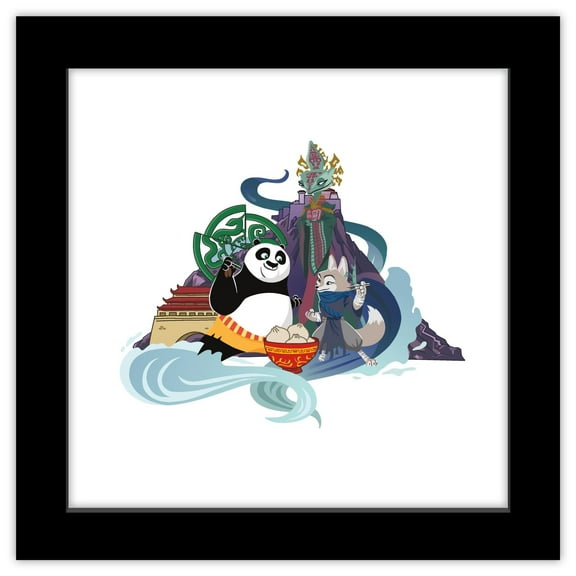 Gallery Pops Kung Fu Panda 4 - The Chameleon Big City Group Wall Art, Black Framed Version, 12" x 12"