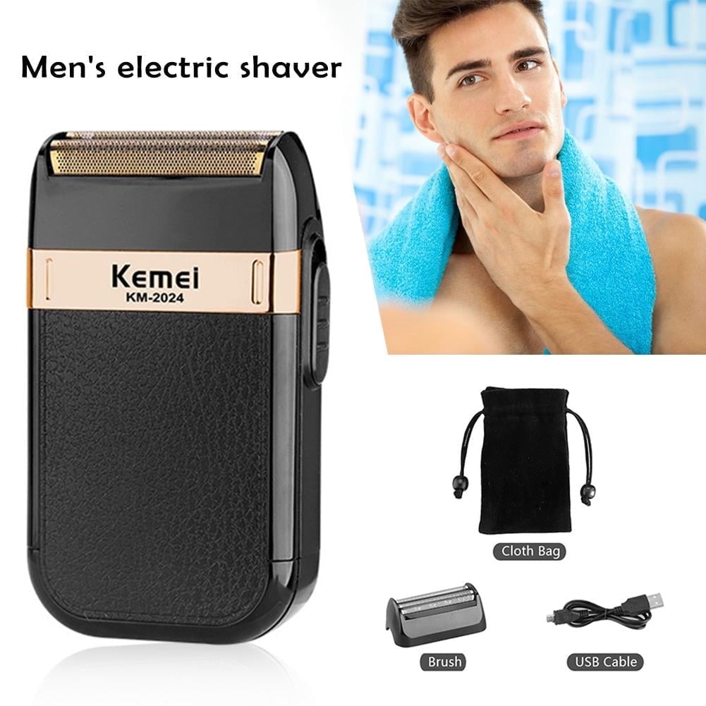 DEBGFS Kemei Electric Shaver KM-2024 Rechargeable Head Can Be Washed for Shaving and Shaving Head USB Double Net Design Rechargeable Electric Foil Shaver Wireless Charging Electric Shaver