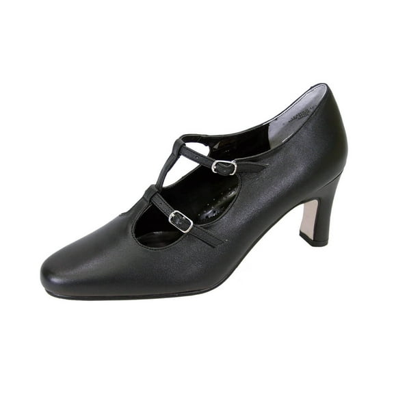 PEERAGE Helena Women's Wide Width T-strap Leather Shoes