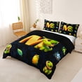 thumbnail image 3 of Erosebridal Kids Dinosaur Queen Duvet Cover Set for Boys Girls, Dino Letter M Bedding, Black Reversible 3 Pieces, 1 Duvet Cover and 2 Pillowcases (No Comforter), 3 of 6