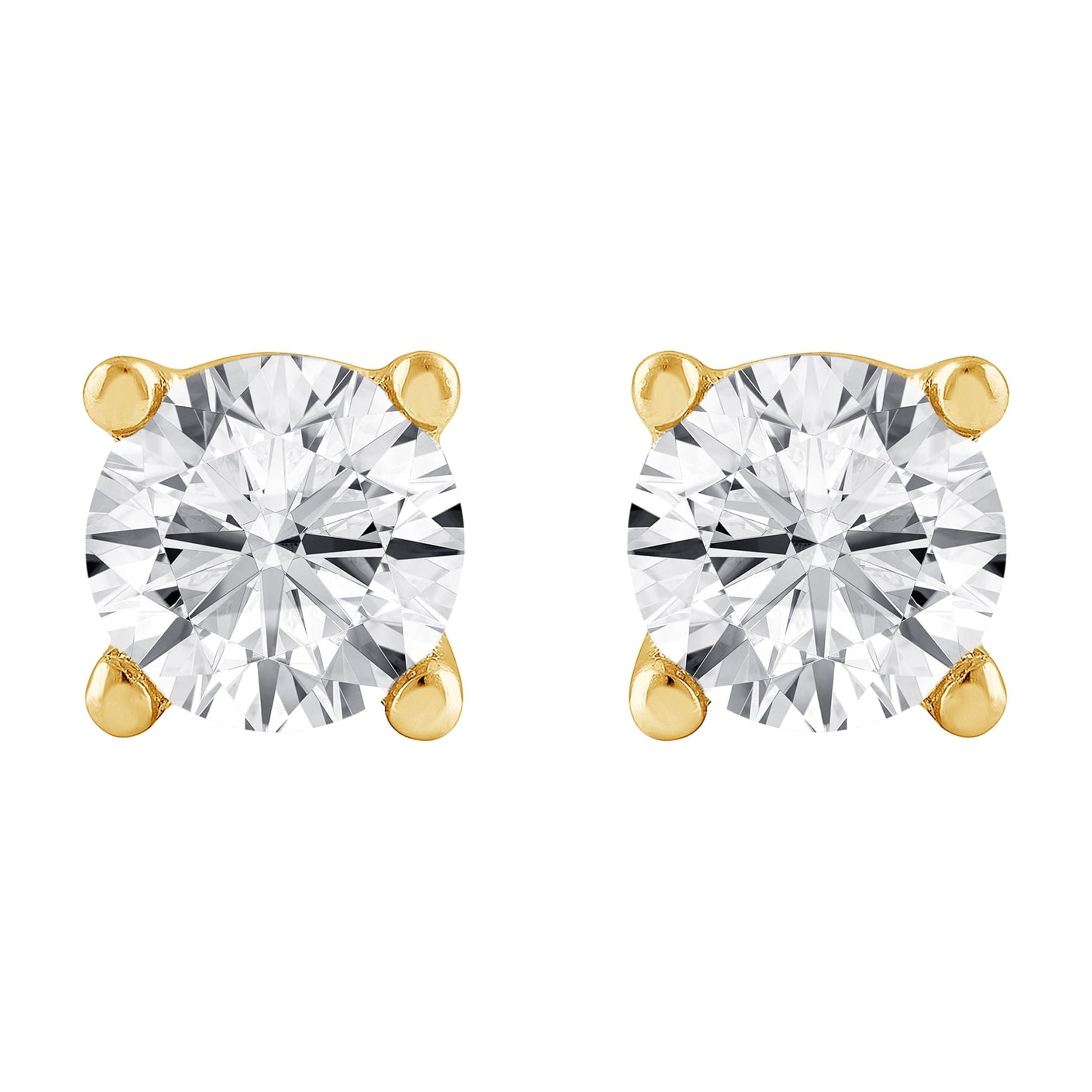 Unique Moments Women's 1 Ctw Round Lab Grown Diamond Stud Earrings Sterling Silver Yellow Plating