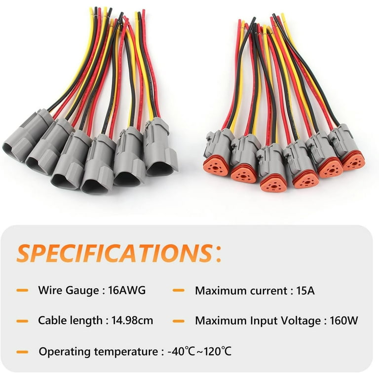 2/3/4/6-Pin DT Wire Connector 16 AWG Waterproof Automotive Electrical 6