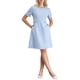 thumbnail image 1 of Vestido de tweed para mujer INSPIRE CHIC, de manga corta, cuello redondo, elegante, corte A, con bolsillo, talla XL, azul claro, 1 of 5