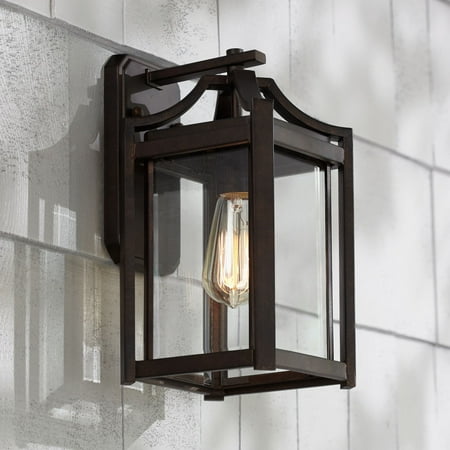 - Franklin Iron Works Rustic Farmhouse Outdoor Wall Light Fixture Bronze 12 1/2