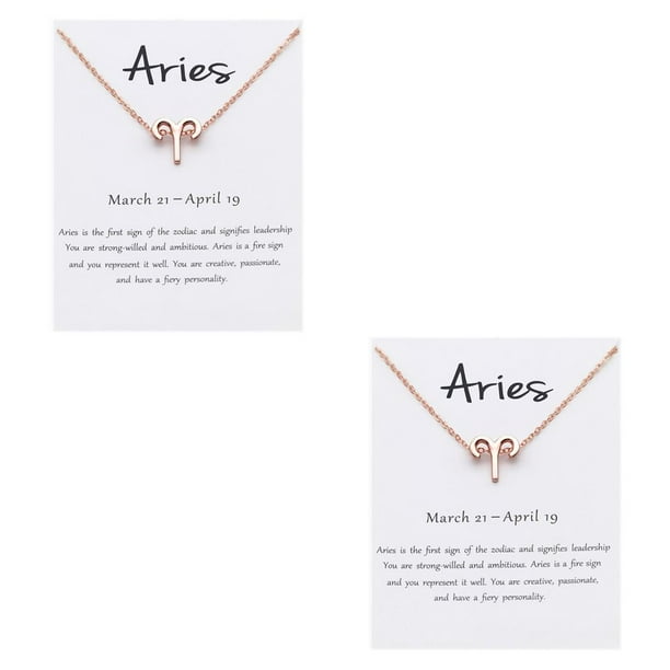 Minnieouse Doce signos del zodiaco constelaciones tema símbolo único collar del zodiaco colgante para amantes Festival regalos oro rosa Aries Aries 2piezas Minnieouse CBP201048