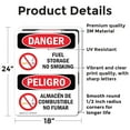 thumbnail image 2 of (2 Pack) Fuel Storage No Smoking Bilingual OSHA Danger Sign 18 Inch X 24 Inch Vinyl Label Decal Sticker Weather Resistant, UV Protected for Workplace, Business, and Construction Site,, 2 of 7