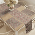 thumbnail image 2 of Ambesonne Ethnic Table Runner & Placemats, Framework Wide Petals, Placemat 4 pcs + Runner 14"x90", Maroon Pink Almond Green, 2 of 2