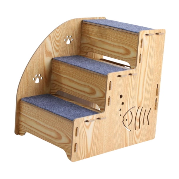 Escalera para perros de madera escalera de gato, 3 escalones, trepadora de escalada de escalada escalera escalones de mascota para gatos mayores sofá