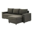 thumbnail image 4 of BenJara 2pc L Sectional Sofa w Storage Chaise, Pull Out Bed, Ash Black Linen, 4 of 5