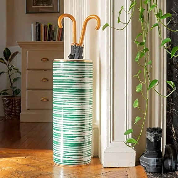 Red Lantern 24" Striped Green Umbrella Stand