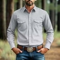 thumbnail image 2 of Josdec Mens Gradient Stretch Button Down Shirt, Lapel Dual Chest Pocket Long Sleeve Top, Western Style Country Casual Business Daily Wear Shirts S-XXXL, 2 of 10