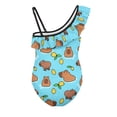thumbnail image 5 of Uorisanigo Girls Swimsuit One Piece Capyabara Lemon Beach Bathing Suit with Adjustable Strap One Shoulder Summer Vacation Swimwear, Size 3-4, 5 of 7