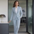 thumbnail image 4 of AZoiNM Women's 2 Piece Solid Single Breasted Blazer Suit Set, Long Sleeve Lapel Jacket & Flared Pants, Elegant Business Casual Work Outfits for Office Interview, 4 of 16