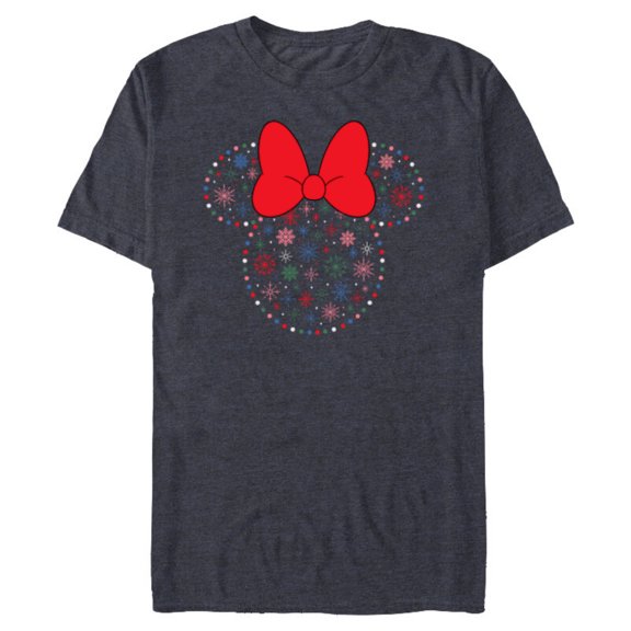 Disney Minnie Mouse Icon Christmas Holiday Lights Snowflakes - Short Sleeve Blended T-Shirt for Adults - Customized-Navy Heather