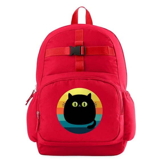 CafePress - Black Cat Retro Sunset - Cute School Travel Backpack
