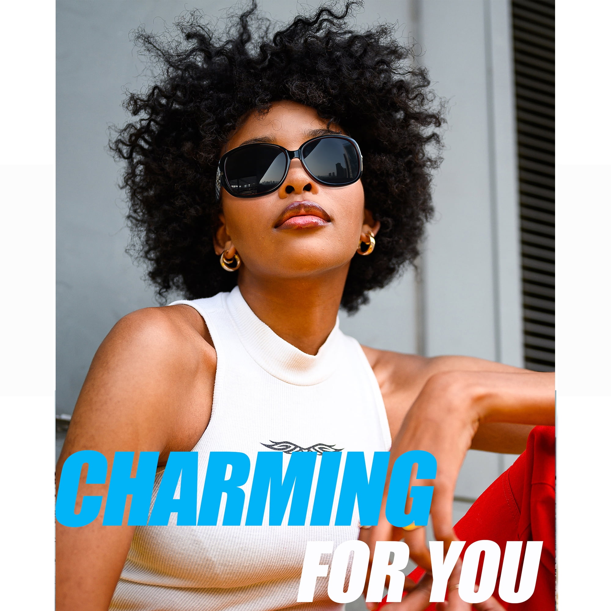 Oversized Polarized Sunglasses for Women Vintage Lady UV Protection Driving Sun Glasses