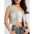thumbnail image 4 of Y2K Women Vintage Boho Floral Embroidered Vest Tops Sleeveless Exchic Cropped Cardigans Waistcoat Gilet, 4 of 6