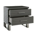 thumbnail image 3 of Benjara 28 Inch Nightstand, 2 Drawers with Metal Handles, Slatted Design, Gray, 3 of 5