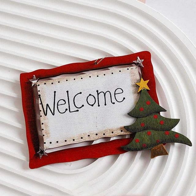 Fiudx Adornos de Madera para Árbol de Navidad, Colgantes Festivos con Cinta Dorada, Decoración Navideña Versátil, Ambiente Cálido para El Hogar, 1 Pieza