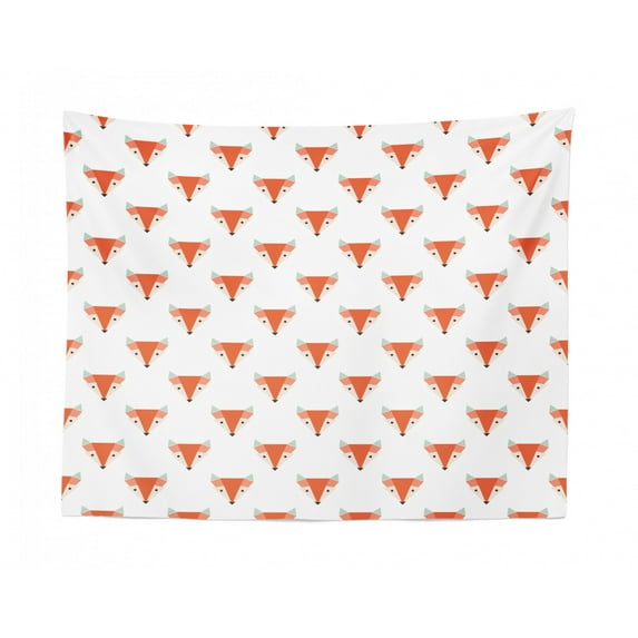 Woodland Tapestry, Forest Animals Pattern Fox Squirrel and Flying Owl Acorn Mushroom, Fabric Wall Hanging Decor for Bedroom Living Room Dorm, 2 Sizes, Dark Teal Multicolor, by Ambesonne