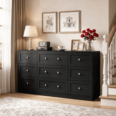 Cozy Home Solid Wood 7 Drawer Dresser White Modern Tall Dressers for Bedroom Furniture Wide Chest of Organizer Storage Drawers for Living Room