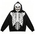 thumbnail image 5 of Wuxian Full Zip Up Hoodie Men Halloween Skeleton Print Long Sleeve Sweatshirts Spooky Jackets For Men, 5 of 5