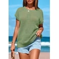 thumbnail image 6 of PRETTYGARDEN Womens Spring Tops Summer Shirts Crochet Cap Sleeve Sweater Pullover Cute Crew Neck Beach Cover Ups, 6 of 6