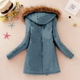 thumbnail image 3 of Fluffy Jacket Button Down Overcoat Women Solid Color Coat Windproof Outer Coat Warm Winter Overcoat Long Sleeve Cardigan, 3 of 4