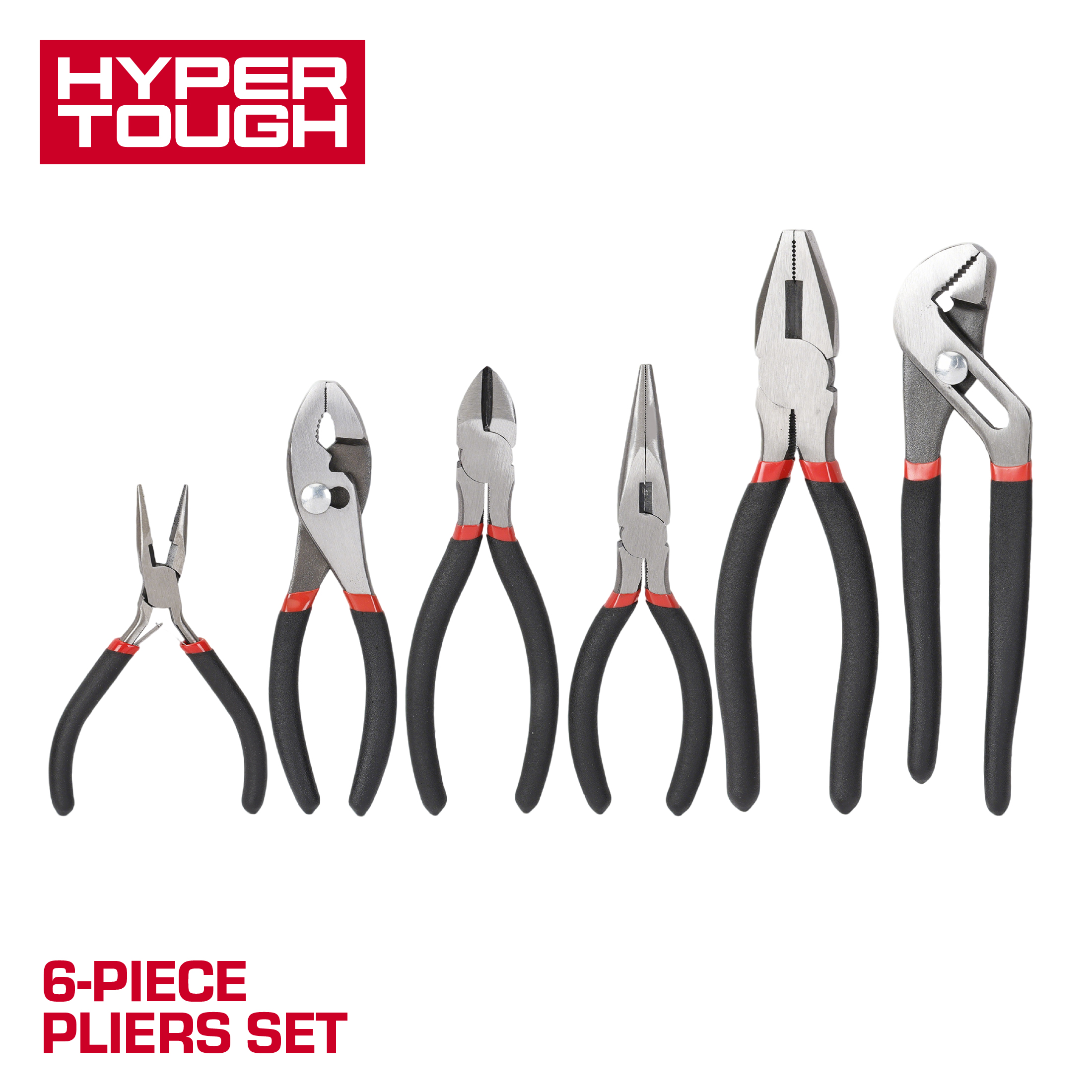 Hyper Tough 6-Piece Pliers Set with Non-Slip Grips