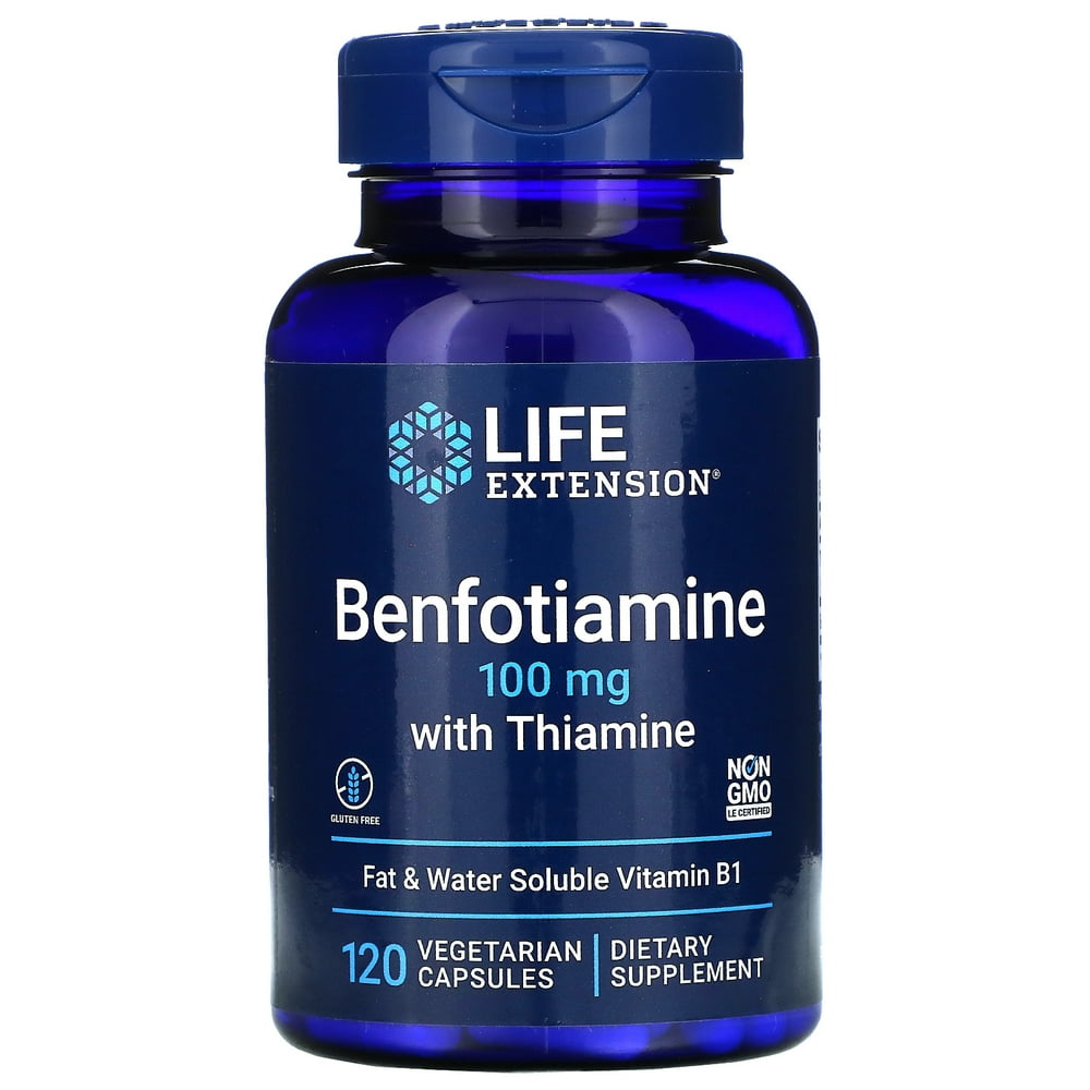 Life Extension Benfotiamine with Thiamine 100 mg. 120 Vegetarian