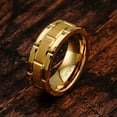 thumbnail image 2 of Tungsten Ring For Men Women Wedding Band Gold Brick Pattern Size 6-16 (Tungsten, 8), 2 of 6