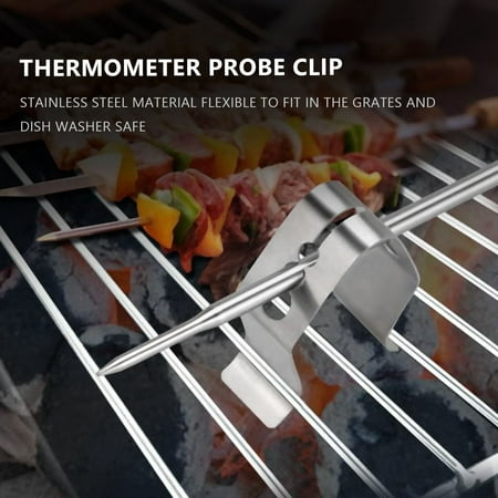 

thermometer clip Universal A Style Meat Thermometer Probe Holder Ambient Temperature Readings BBQ Smoker Oven Grill Set of 2