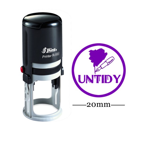 Personalized Teachers Stamps UNTIDY Round Self Inking 20 mm Rubber Stamp Custom Shiny Stamps