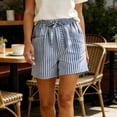 thumbnail image 3 of Bosfbaoi Women's Striped Shorts Elastic Waist Drawstring Shorts Summer Loungewear Shorts with Pockets, 3 of 6
