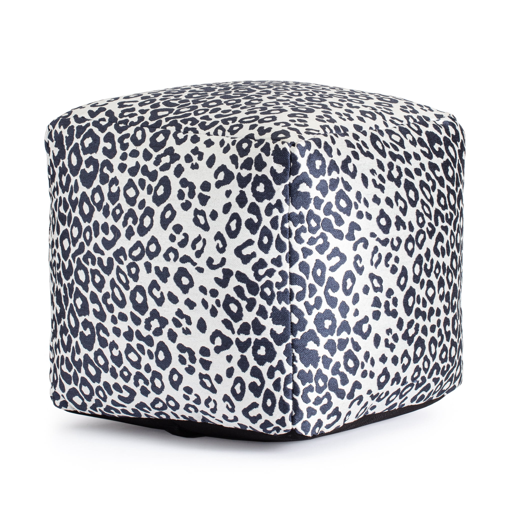 Amur Blue 18" x 18" x 18" Blue & Ivory Pouf